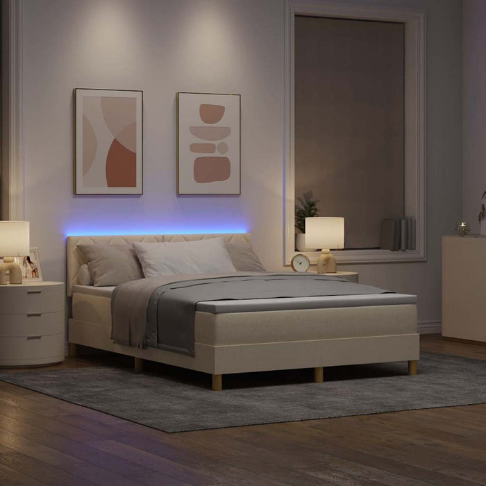 Pat cu arc LED cu benzi LED Crem 160 x 200 cm țesătură WALTI