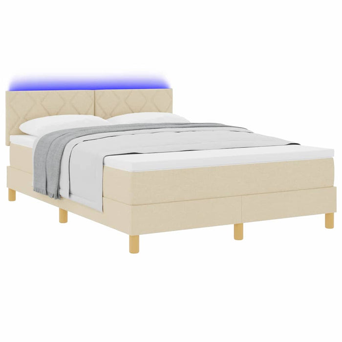 Pat cu arc LED cu benzi LED Crem 160 x 200 cm țesătură WALTI