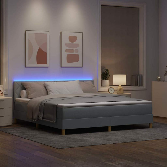 Pat cu arc LED cu benzi LED Gri deschis 180 x 200 cm țesătură - WALTI WALTI