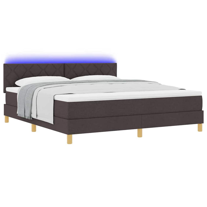 Pat cu arc LED cu benzi LED Maro închis 180 x 200 cm țesătură WALTI