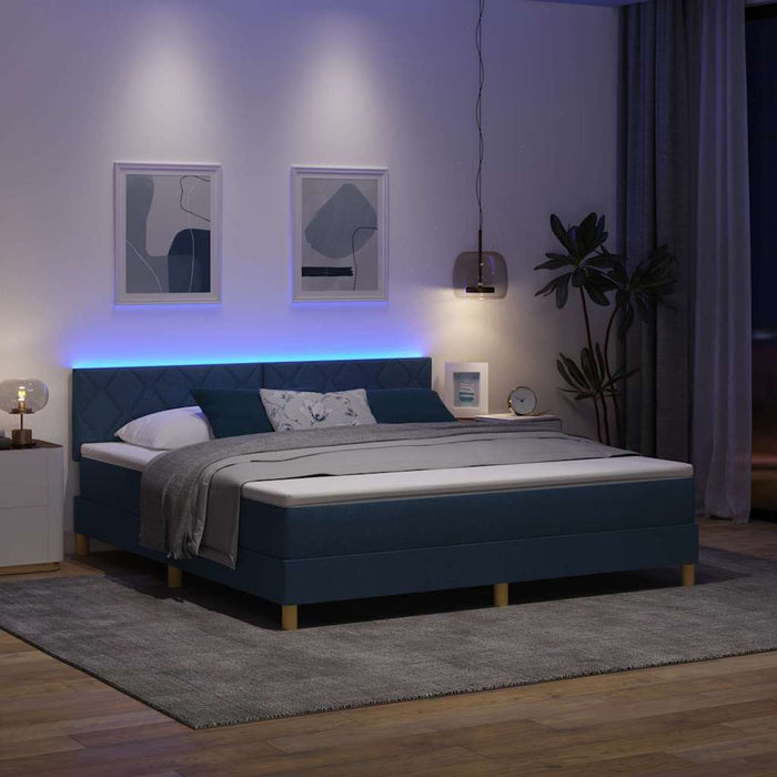 Pat cu arc LED cu benzi LED albastru 180 x 200 cm țesătură WALTI