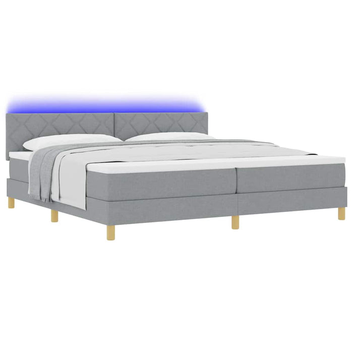 Pat cu arc LED cu saltea Gri deschis 200 x 200 cm țesătură - WALTI WALTI