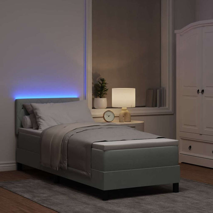 Pat cu arc LED cu saltea cu led Gri deschis 80 x 200 cm Catifea - WALTI WALTI