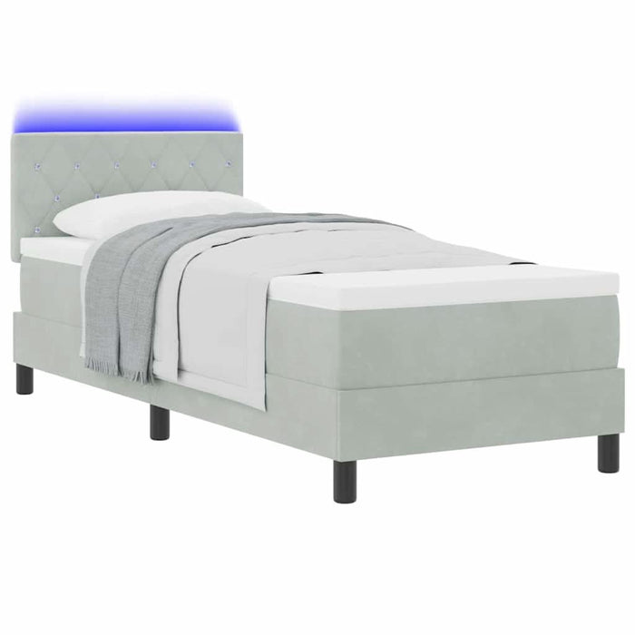 Pat cu arc LED cu saltea cu led Gri deschis 80 x 200 cm Catifea - WALTI WALTI