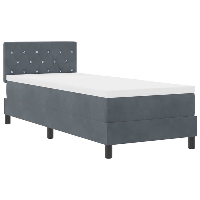Pat cu arcuri cu headboard Gri închis 80 x 200 cm Catifea - WALTI WALTI