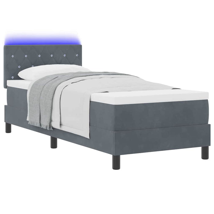 Pat cu arcuri cu headboard Gri închis 80 x 200 cm Catifea - WALTI WALTI