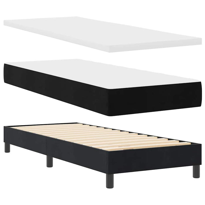 Pat cu arcuri cu saltea cu headboard Negru 80 x 200 cm Catifea - WALTI WALTI