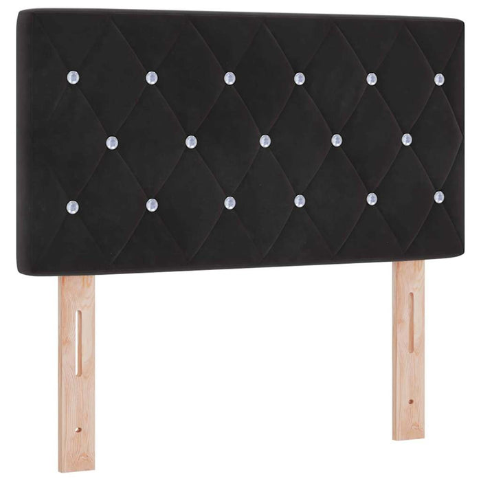 Pat cu arcuri cu saltea cu headboard Negru 80 x 200 cm Catifea - WALTI WALTI