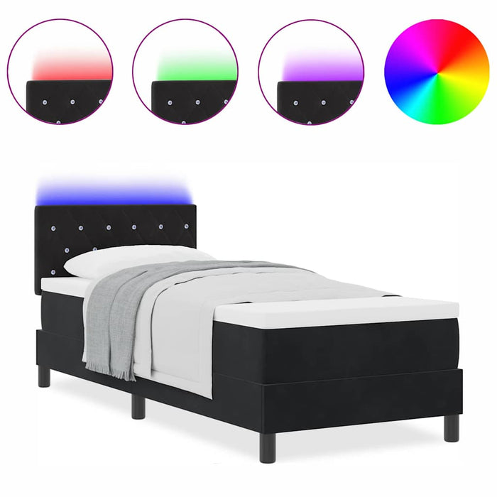 Pat cu arcuri cu saltea cu headboard Negru 80 x 200 cm Catifea - WALTI WALTI