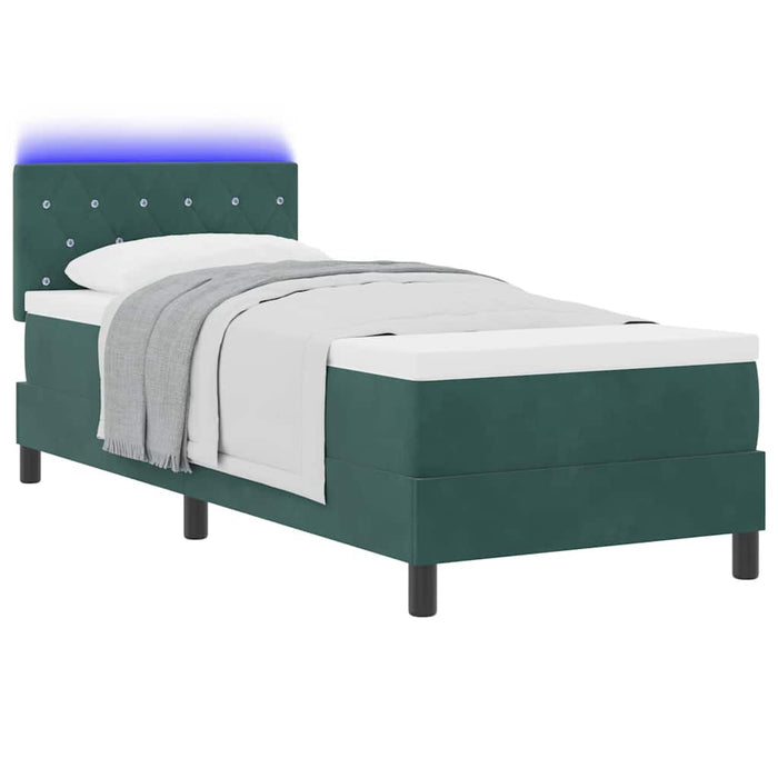 Pat cu arcuri cu headboard Verde închis 80 x 200 cm Catifea - WALTI WALTI