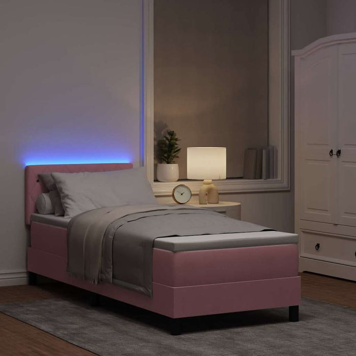 Pat cu arc LED cu saltea cu led Roz 80 x 200 cm Catifea - WALTI WALTI