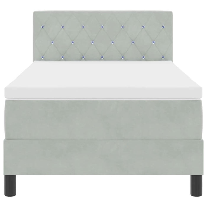 Pat cu arcuri cu headboard Gri deschis 90 x 190 cm Catifea - WALTI WALTI