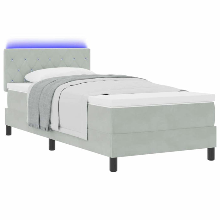 Pat cu arcuri cu headboard Gri deschis 90 x 190 cm Catifea - WALTI WALTI