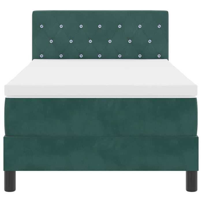 Pat cu arcuri cu headboard Verde închis 90 x 190 cm Catifea - WALTI WALTI