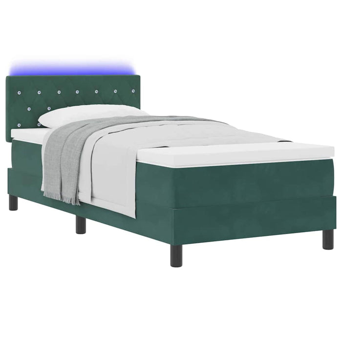 Pat cu arcuri cu headboard Verde închis 90 x 190 cm Catifea - WALTI WALTI