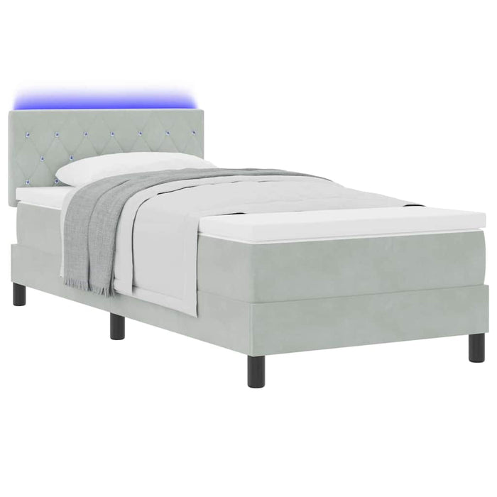 Pat cu arcuri cu headboard Gri deschis 90 x 200 cm Catifea - WALTI WALTI