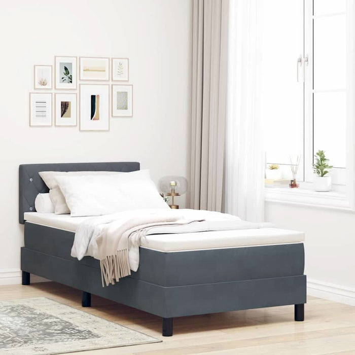 Pat cu arcuri cu headboard Gri închis 90 x 200 cm Catifea - WALTI WALTI