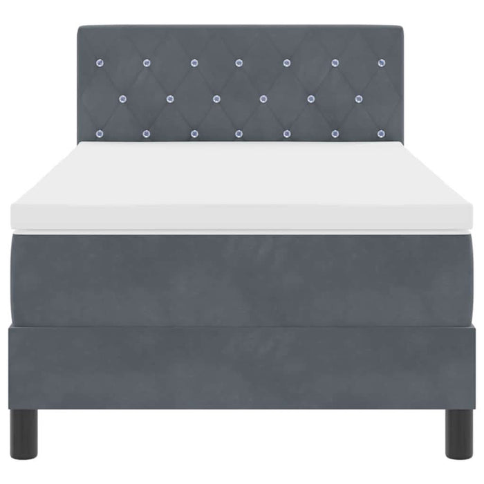 Pat cu arcuri cu headboard Gri închis 90 x 200 cm Catifea - WALTI WALTI