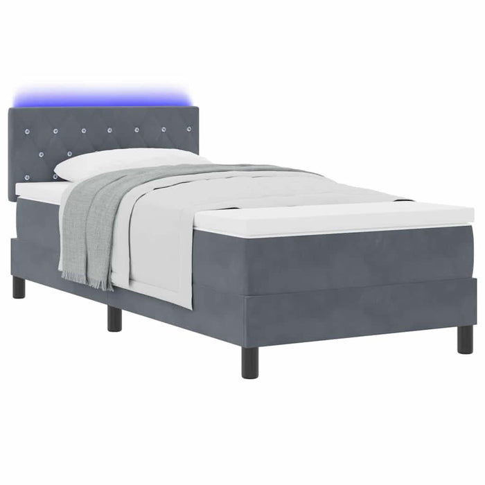 Pat cu arcuri cu headboard Gri închis 90 x 200 cm Catifea - WALTI WALTI