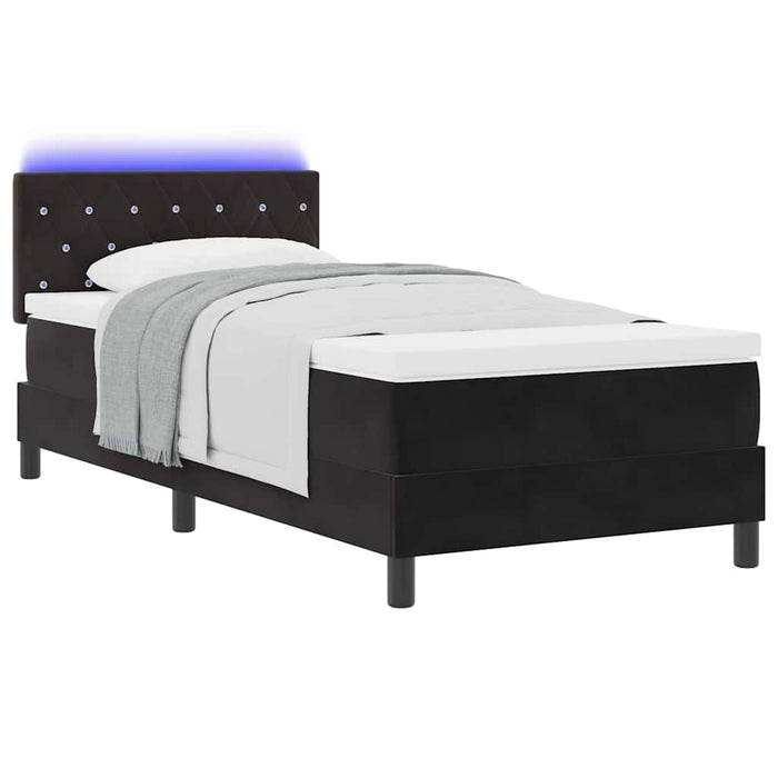Pat cu arcuri cu headboard Negru 90 x 200 cm Catifea - WALTI WALTI