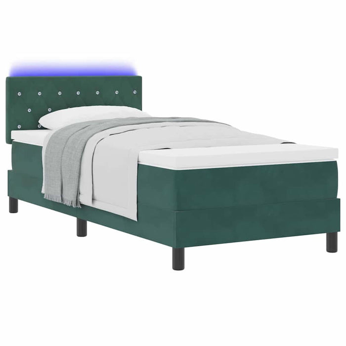 Pat cu arcuri cu headboard Verde închis 90 x 200 cm Catifea - WALTI WALTI