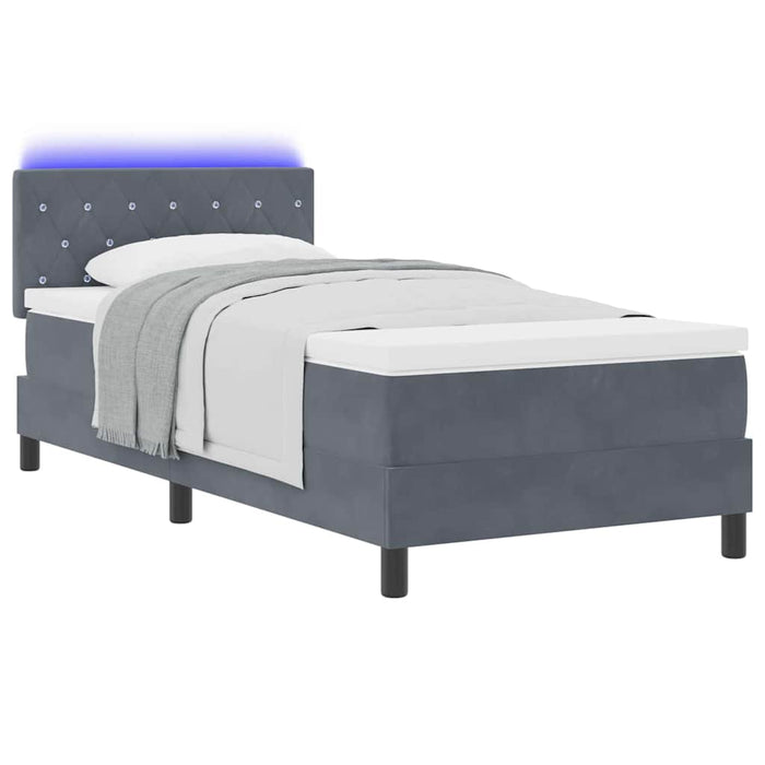 Pat cu arcuri cu headboard Gri închis 100 x 200 cm Catifea - WALTI WALTI
