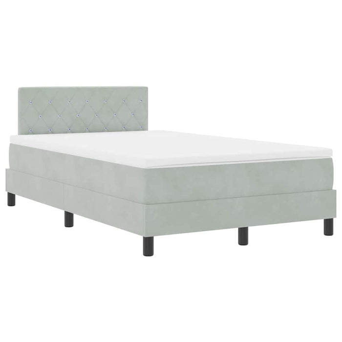Pat cu arcuri cu headboard Gri deschis 120 x 190 cm Catifea - WALTI WALTI