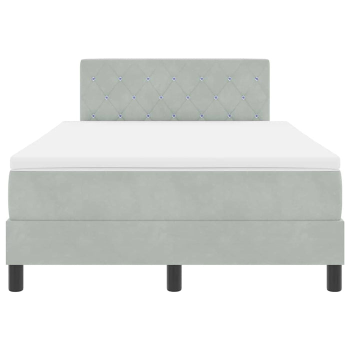 Pat cu arcuri cu headboard Gri deschis 120 x 190 cm Catifea - WALTI WALTI