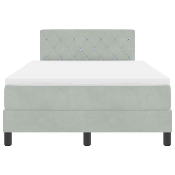 Pat cu arcuri cu headboard Gri deschis 120 x 200 cm Catifea - WALTI WALTI
