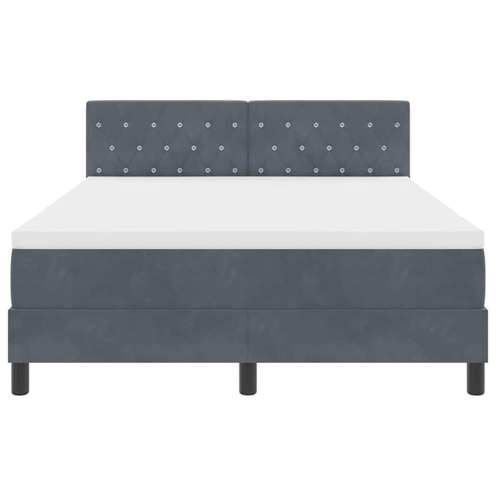 Pat cu arcuri cu headboard Gri închis 140 x 190 cm Catifea - WALTI WALTI