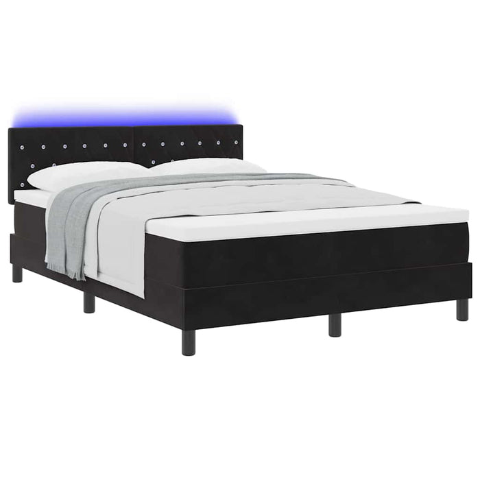 Pat cu arc LED cu saltea cu led Negru 140 x 190 cm Catifea WALTI