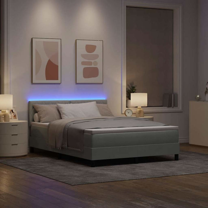 Pat cu arcuri cu headboard Gri deschis 160 x 200 cm Catifea - WALTI WALTI