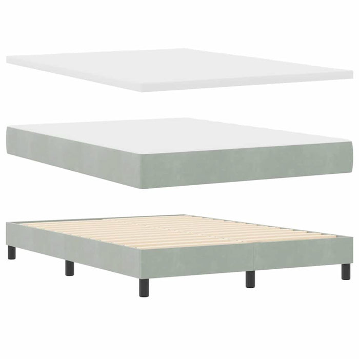 Pat cu arcuri cu headboard Gri deschis 160 x 200 cm Catifea - WALTI WALTI
