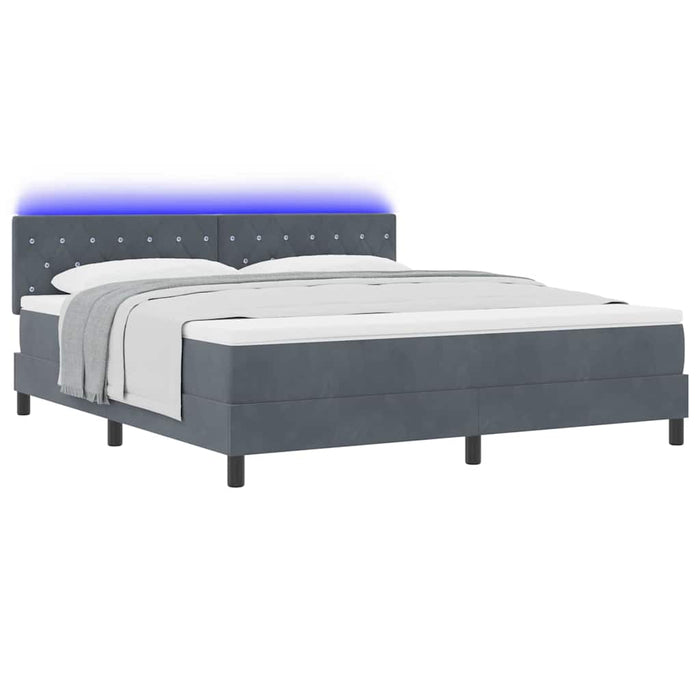 Pat cu arc LED cu saltea cu led Gri închis 180 x 200 cm Catifea - WALTI WALTI