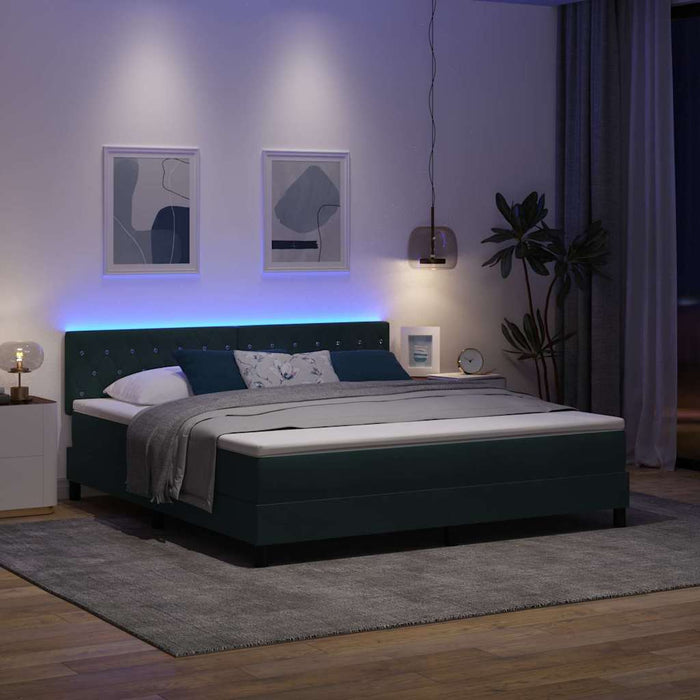 Pat cu arc LED cu saltea Verde închis 180 x 200 cm Catifea - WALTI WALTI
