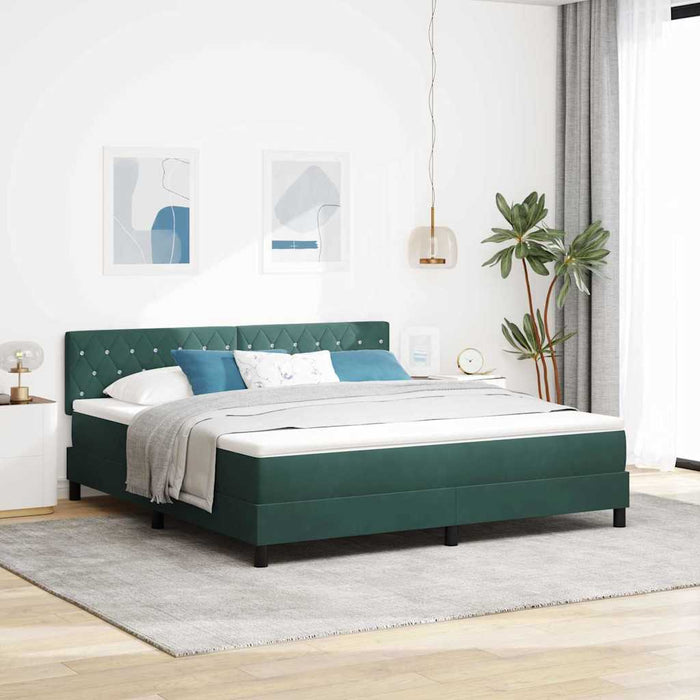 Pat cu arc LED cu saltea Verde închis 180 x 200 cm Catifea - WALTI WALTI