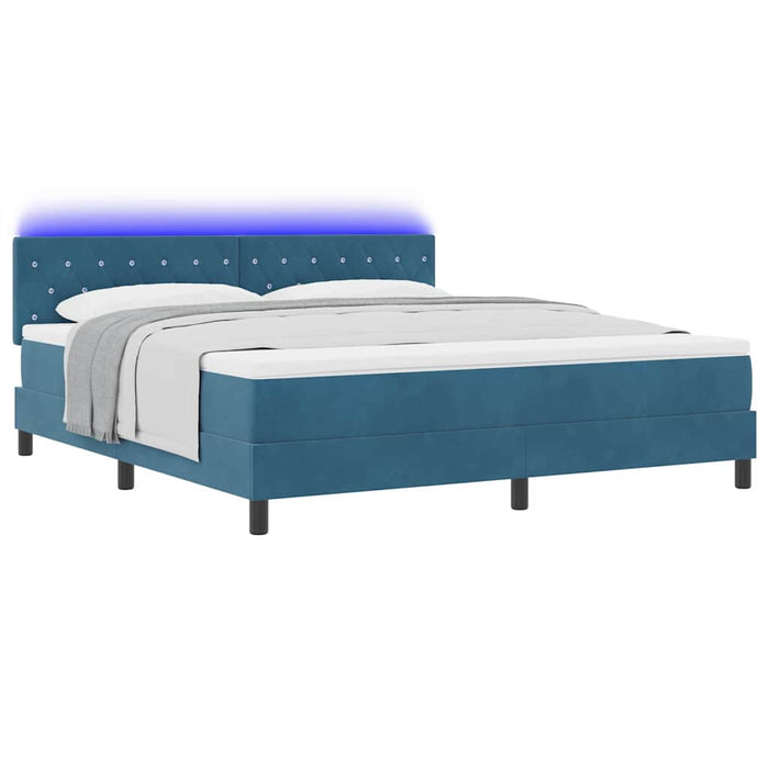Pat cu arc LED cu saltea Albastru închis 180 x 200 cm Catifea - WALTI WALTI