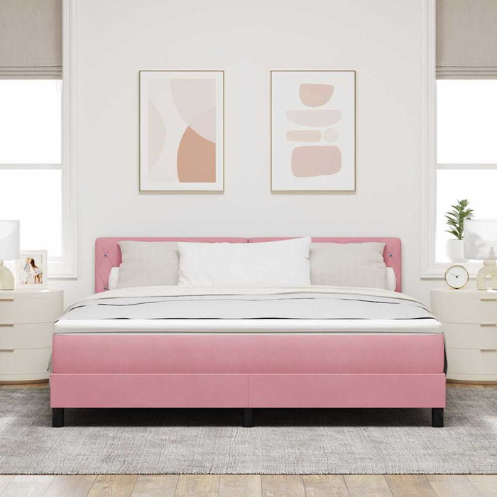Pat cu arc LED cu saltea cu led Roz 180 x 200 cm Catifea - WALTI WALTI