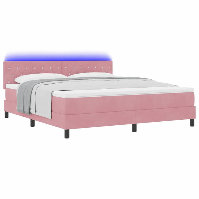 Pat cu arc LED cu saltea cu led Roz 180 x 200 cm Catifea - WALTI WALTI