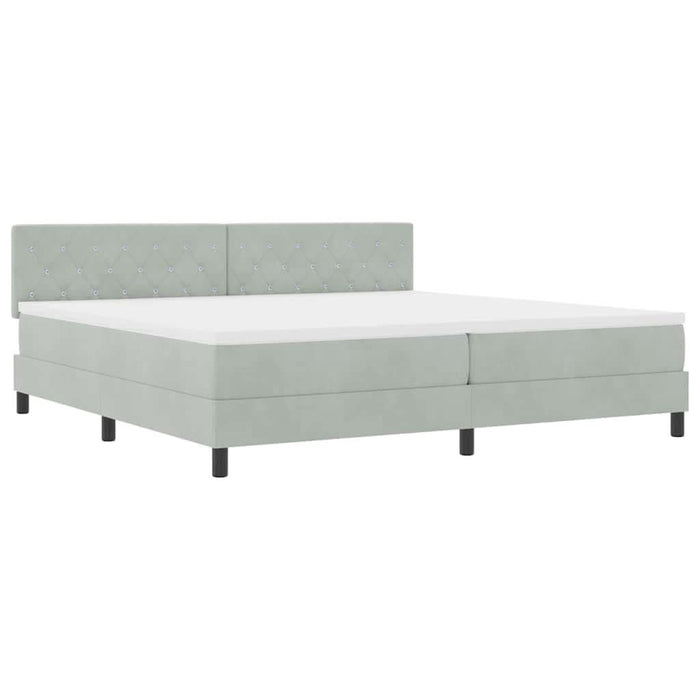 Pat cu arcuri cu headboard Gri deschis 200 x 200 cm Catifea - WALTI WALTI