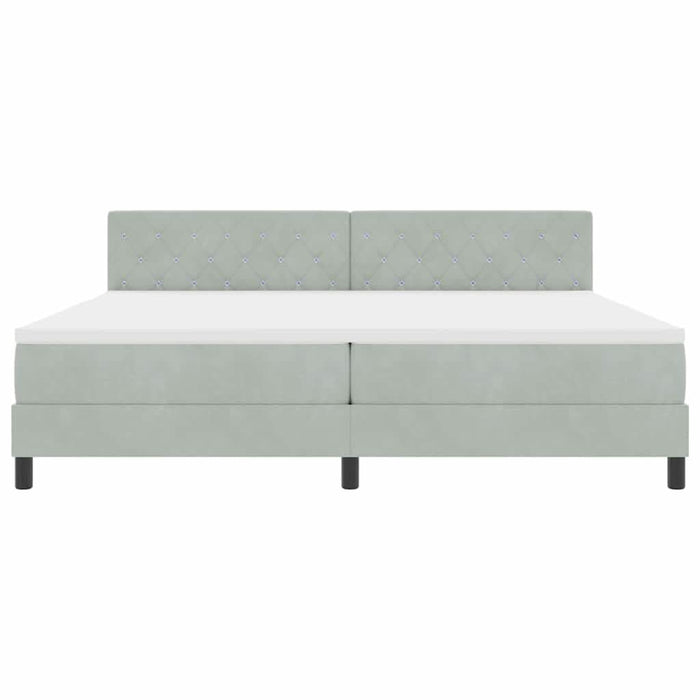 Pat cu arcuri cu headboard Gri deschis 200 x 200 cm Catifea - WALTI WALTI