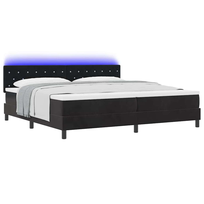 Pat cu arc LED cu headboard Negru 200 x 200 cm Catifea - WALTI WALTI