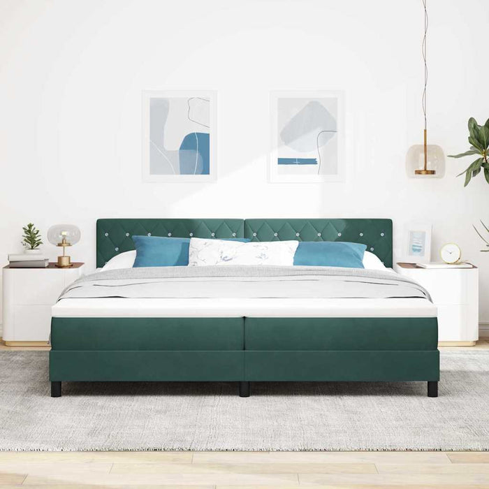 Pat cu arcuri cu saltea Verde închis 200 x 200 cm Catifea - WALTI WALTI