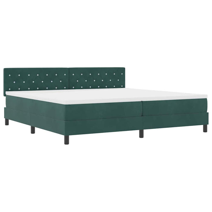 Pat cu arcuri cu saltea Verde închis 200 x 200 cm Catifea - WALTI WALTI