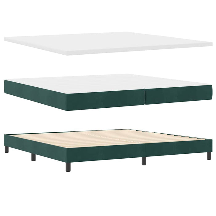 Pat cu arcuri cu saltea Verde închis 200 x 200 cm Catifea - WALTI WALTI