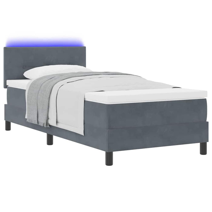 Pat cu arcuri cu headboard Gri închis 80 x 200 cm Catifea - WALTI WALTI
