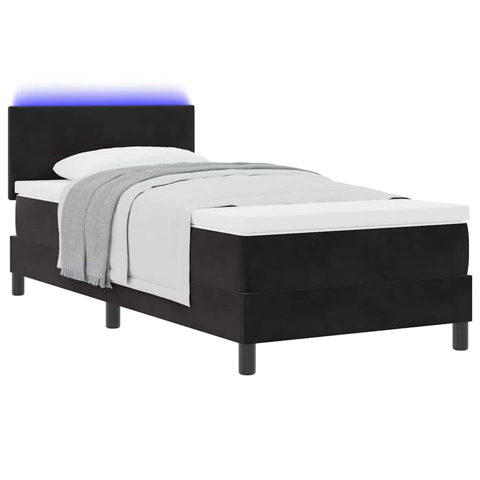 Pat cu arcuri cu headboard Negru 80 x 200 cm Catifea - WALTI WALTI