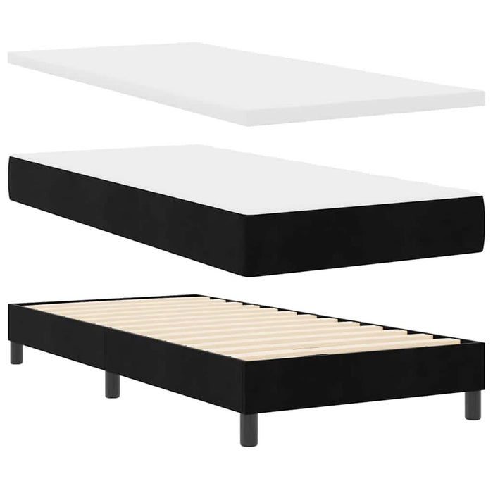Pat cu arcuri cu headboard Negru 90 x 200 cm Catifea - WALTI WALTI