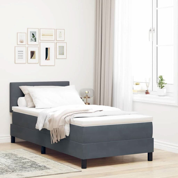 Pat cu arcuri cu headboard Gri închis 100 x 200 cm Catifea - WALTI WALTI