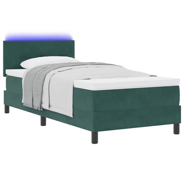 Pat cu arc LED cu headboard Verde închis 100 x 200 cm Catifea WALTI